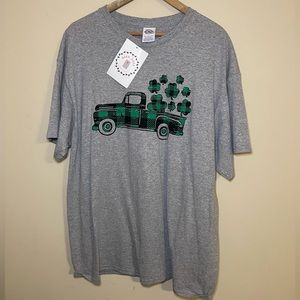 St. Patrick's Day Plaid Truck Graphic Tee-Athletic Heather Gray